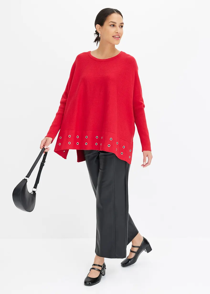 Bonprix Bequemer Oversize-Pullover - Rot - Damen