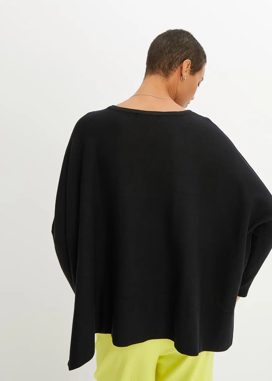Bonprix Bequemer Oversize-Pullover - Schwarz - Damen