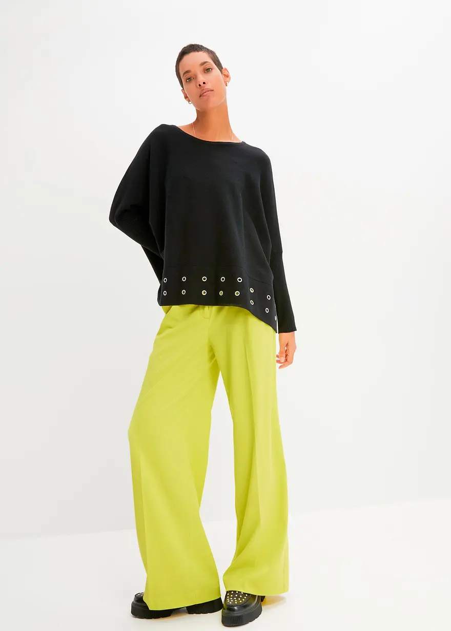 Bonprix Bequemer Oversize-Pullover - Schwarz - Damen