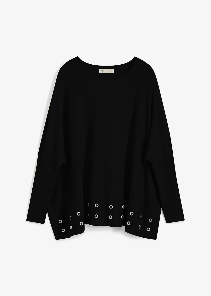 bonprix bequemer Oversize-Pullover - schwarz - Damen