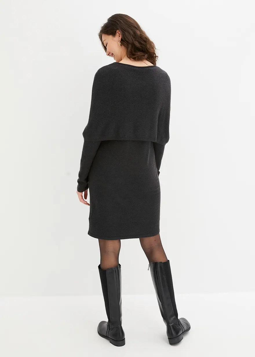 Bonprix Besonderes Strickkleid - Grau - Damen
