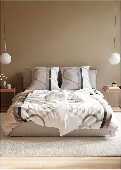 Bonprix Bettwäsche Mit Herzmotiv - Taupe Linon