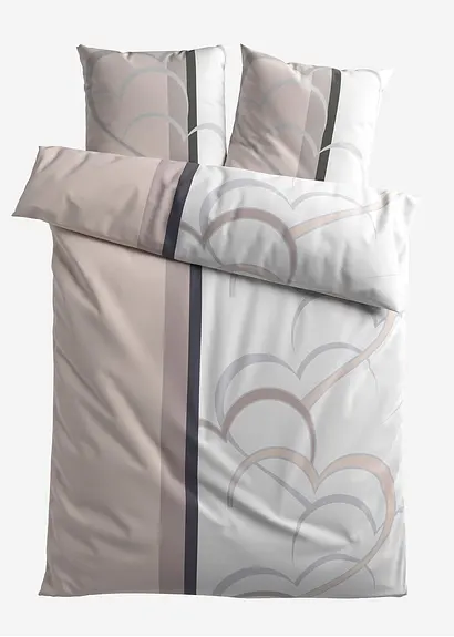 bonprix Bettwäsche mit Herzmotiv - taupe Linon
