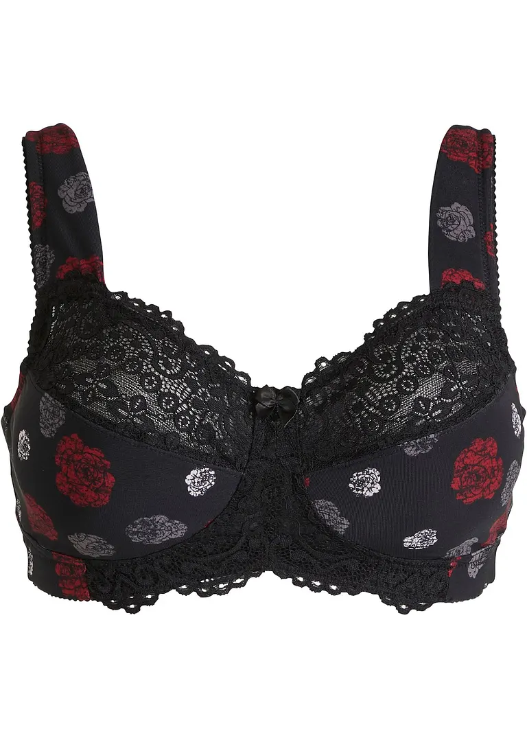 bonprix BH mit floralem Druck - schwarz Cup G - Damen