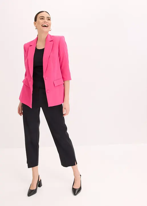 Bonprix Blazer Mit 3/4 Ärmel - Pink - Damen
