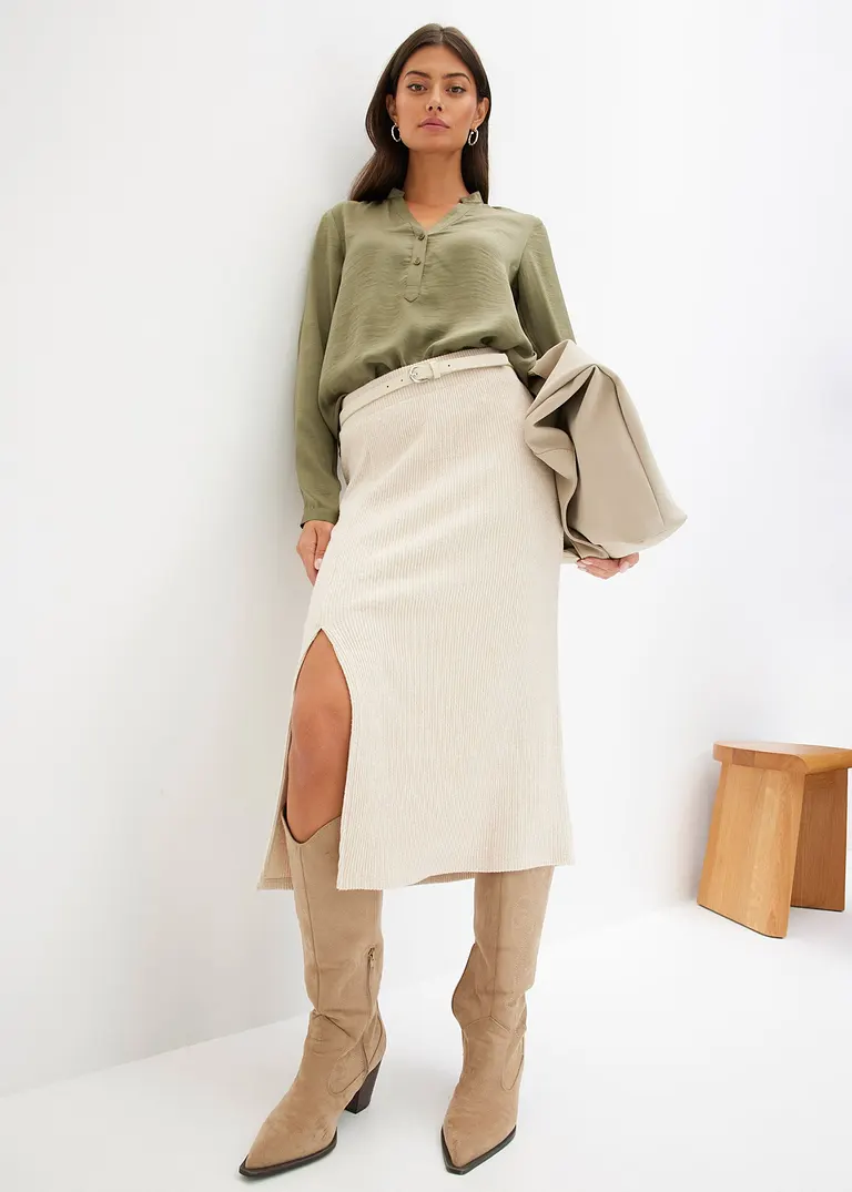 Bonprix Bluse Mit Brusttasche - Grün - Damen