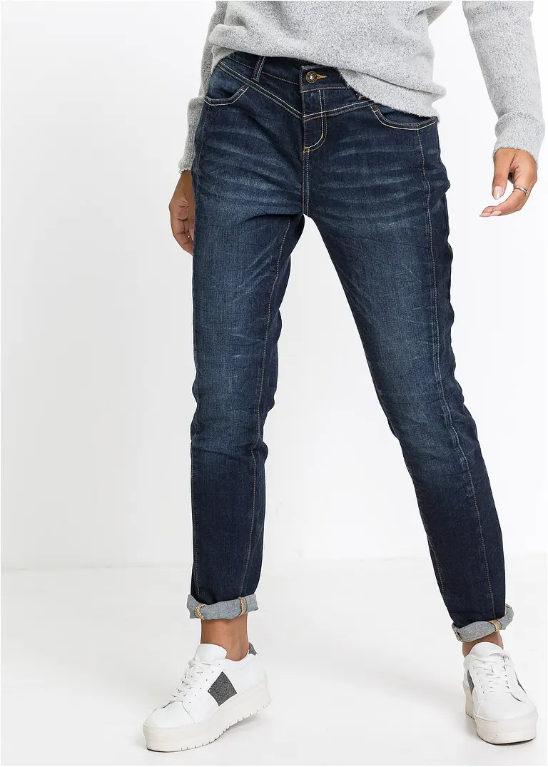 Bonprix Boyfriend-Jeans Mit Ziernähten - Blau - Damen