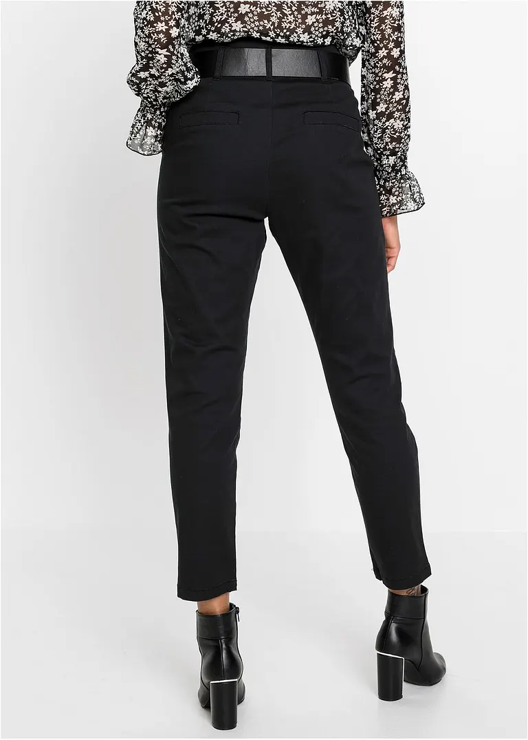 Bonprix Bundfaltenhose Mit Gürtel - Schwarz - Damen
