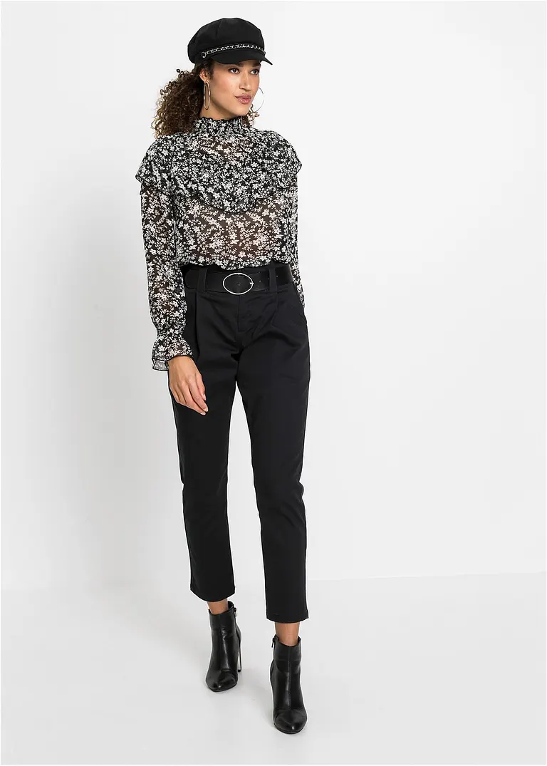 Bonprix Bundfaltenhose Mit Gürtel - Schwarz - Damen
