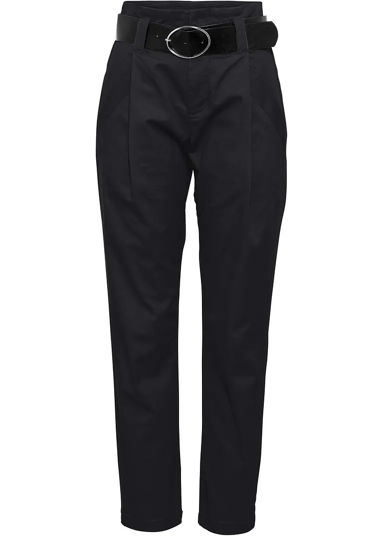 bonprix Bundfaltenhose mit Gürtel - schwarz - Damen