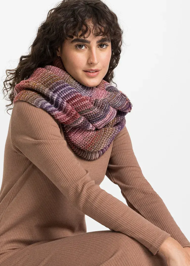 Bonprix Bunter Loop Schal Mit Streifen - Rosa - Damen