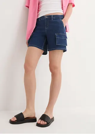 Bonprix Cargo-Jeans-Shorts Mit Taschen - Blau - Damen