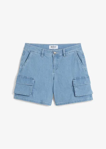bonprix Cargo-Jeans-Shorts mit Taschen - blau - Damen