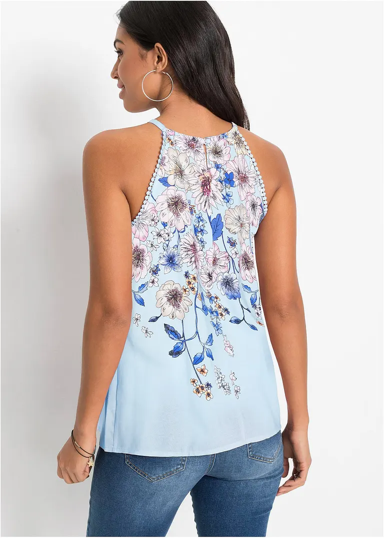 Bonprix Charmantes Top Mit Neckholder - Blau - Damen