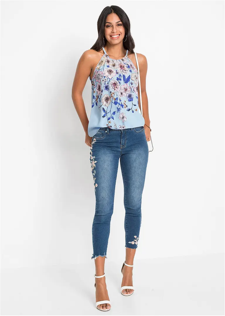 Bonprix Charmantes Top Mit Neckholder - Blau - Damen
