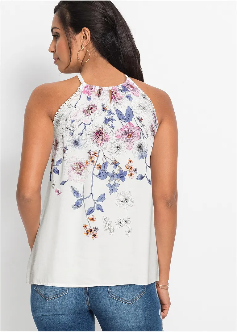 Bonprix Charmantes Top Mit Neckholder - Weiß - Damen