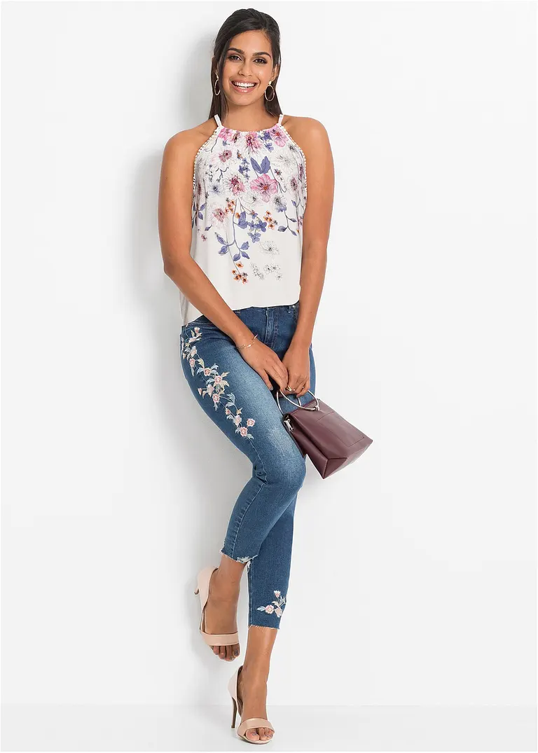 Bonprix Charmantes Top Mit Neckholder - Weiß - Damen