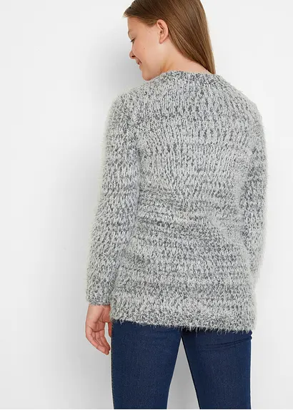 Bonprix Cooler Pullover Aus Effektgarn - Grau - Kinder
