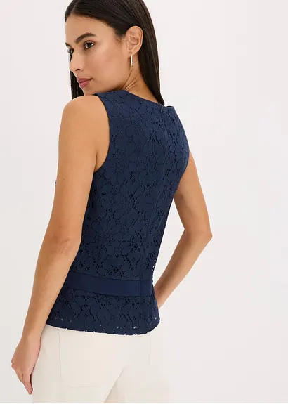Bonprix Edles Spitzen Top - Blau - Damen