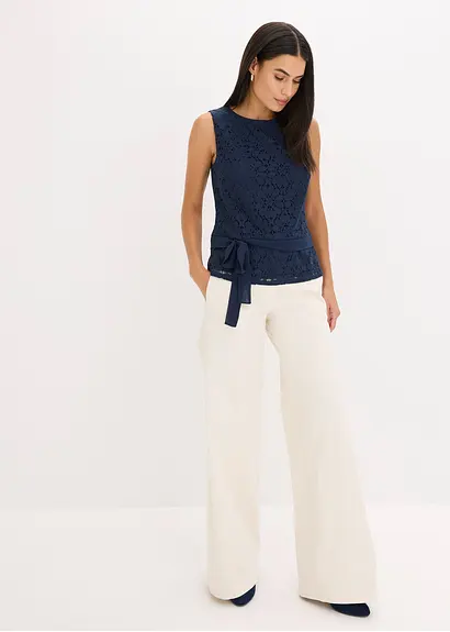 Bonprix Edles Spitzen Top - Blau - Damen