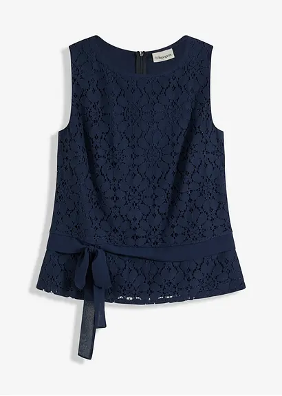 Bonprix Edles Spitzen Top - Blau - Damen
