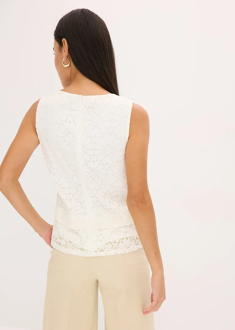 Bonprix Edles Spitzen Top - Weiß - Damen