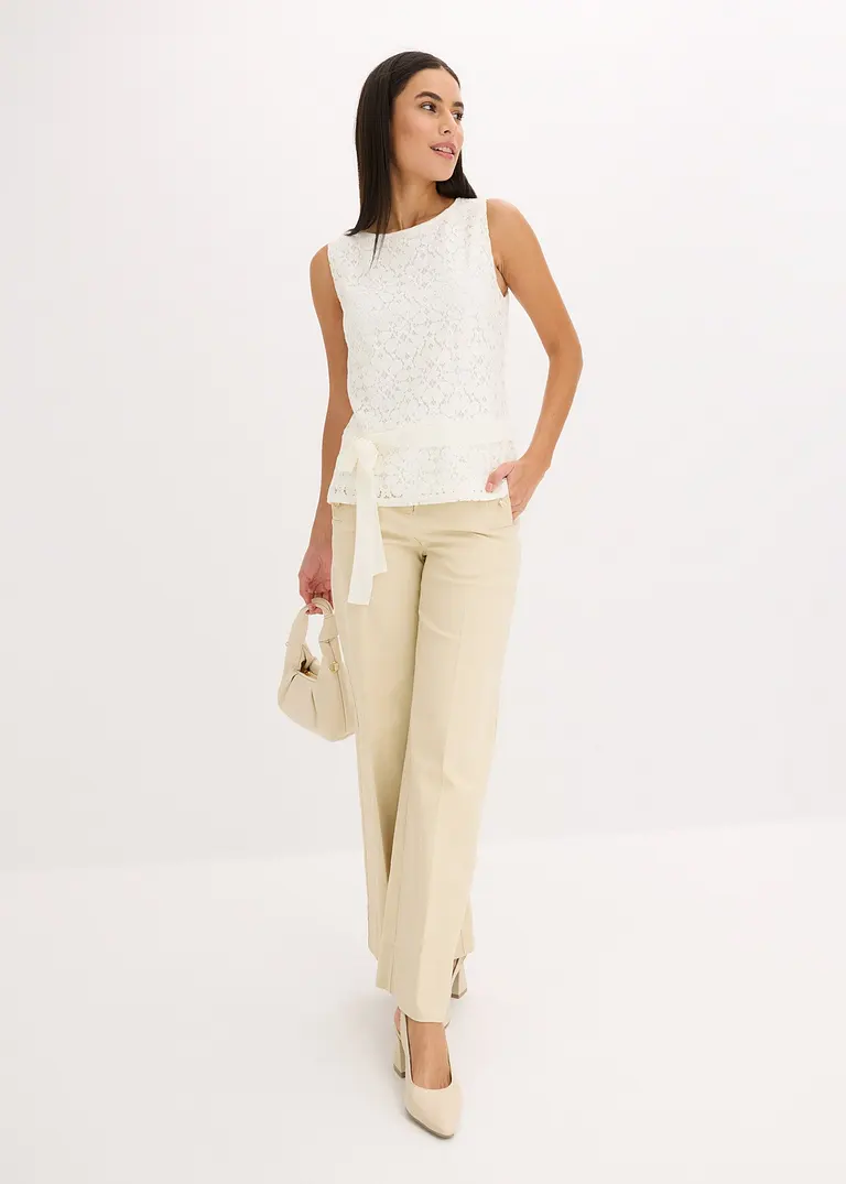 Bonprix Edles Spitzen Top - Weiß - Damen