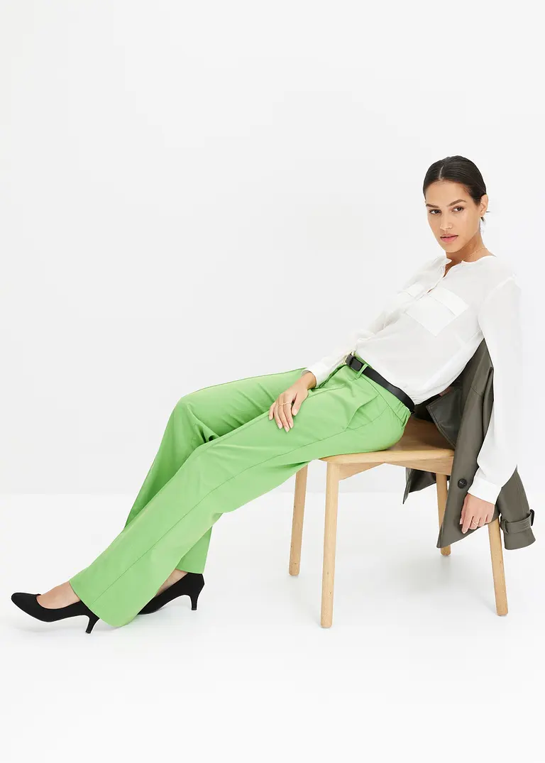 Bonprix Elegante Flared Hose - Grün - Damen