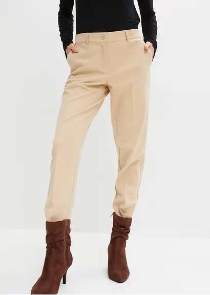 Bonprix Elegante Hose Mit Bügelfalte - Beige - Damen