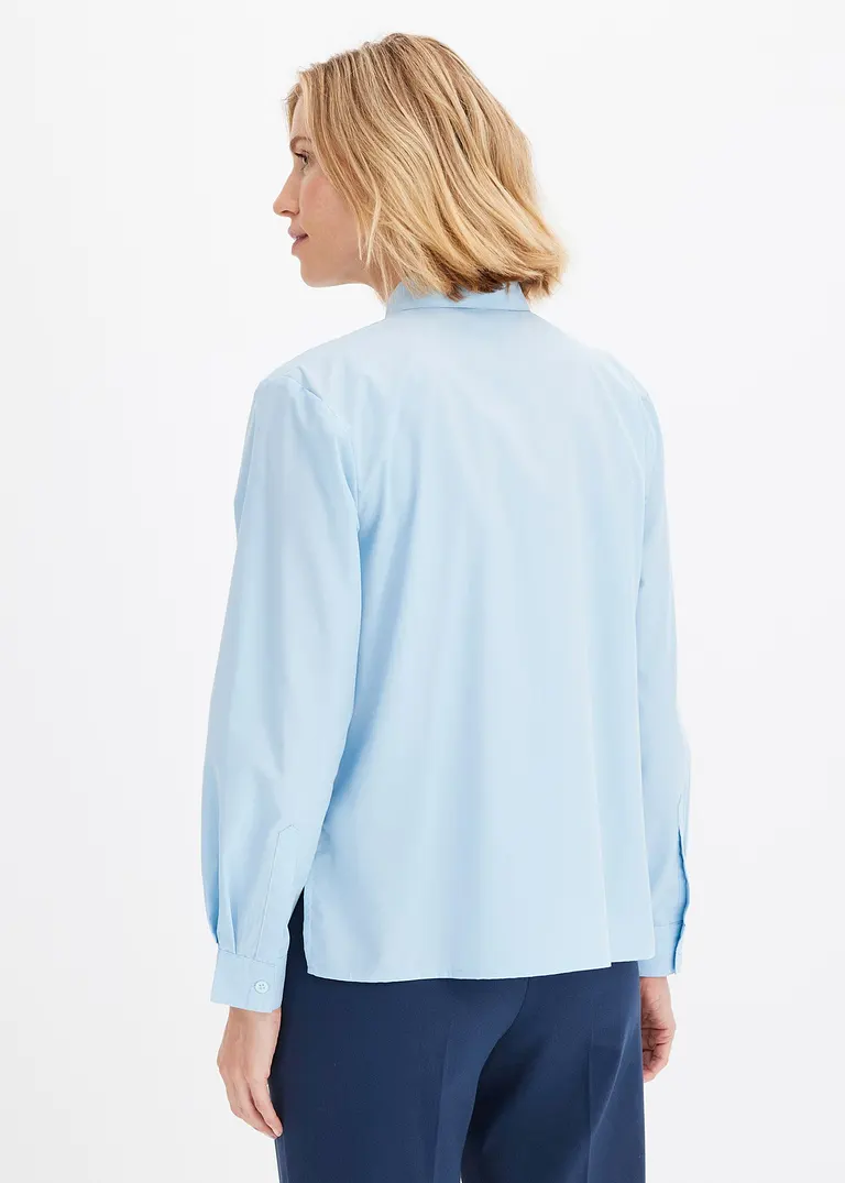 Bonprix Elegante Popeline-Bluse - Blau - Damen