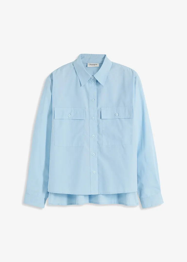 bonprix elegante Popeline-Bluse - blau - Damen