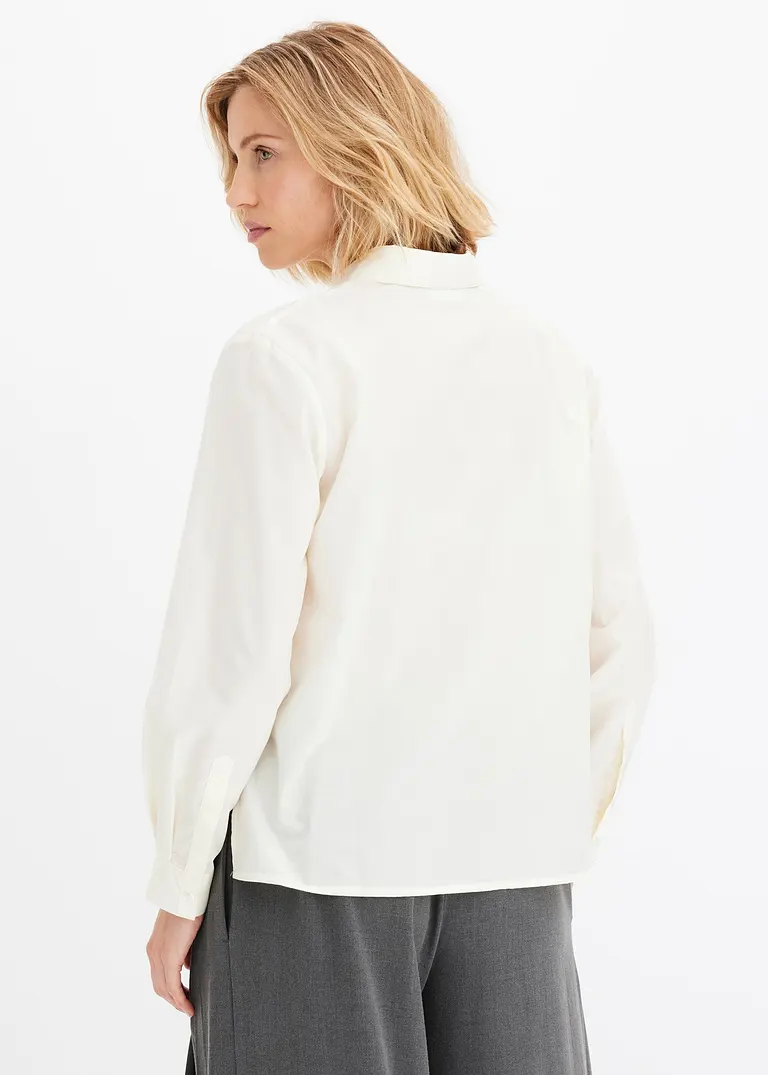 Bonprix Elegante Popeline-Bluse - Weiß - Damen