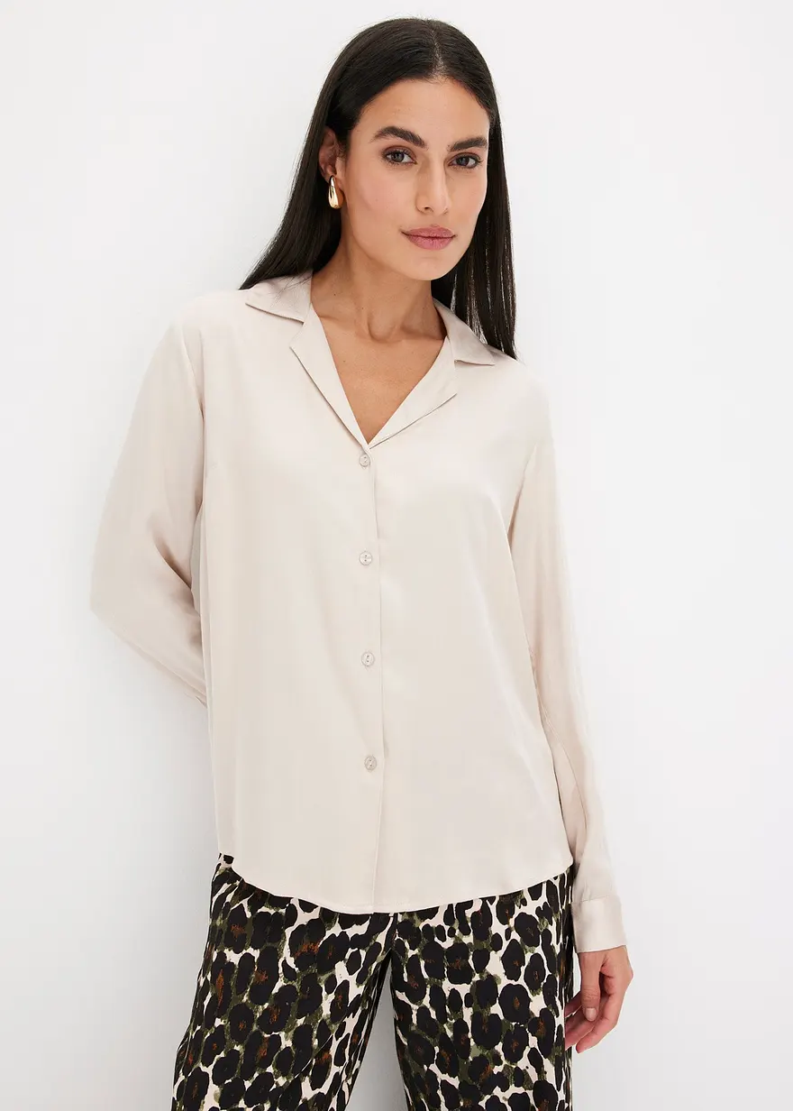 Bonprix Elegante Satinbluse - Beige - Damen