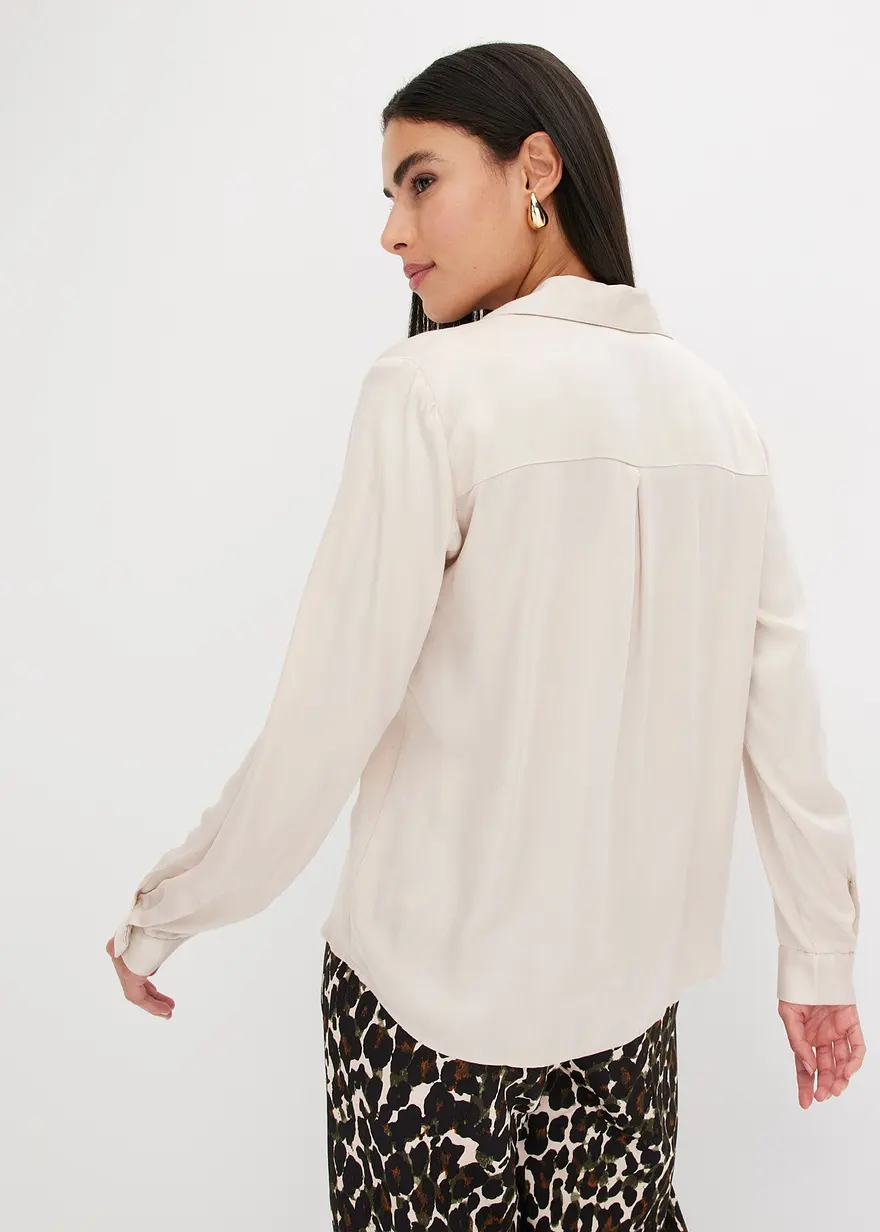 Bonprix Elegante Satinbluse - Beige - Damen