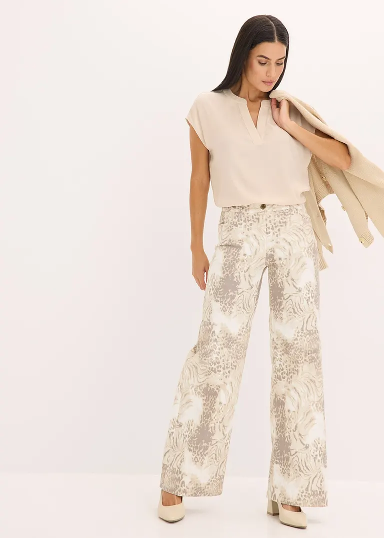 Bonprix Elegante Und Bequeme Twillhose - Beige - Damen