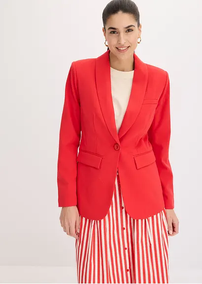 Bonprix Eleganter Blazer Mit Schalkragen - Rot - Damen