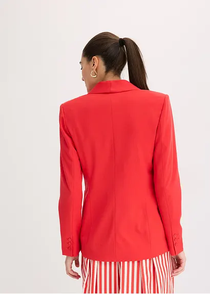 Bonprix Eleganter Blazer Mit Schalkragen - Rot - Damen
