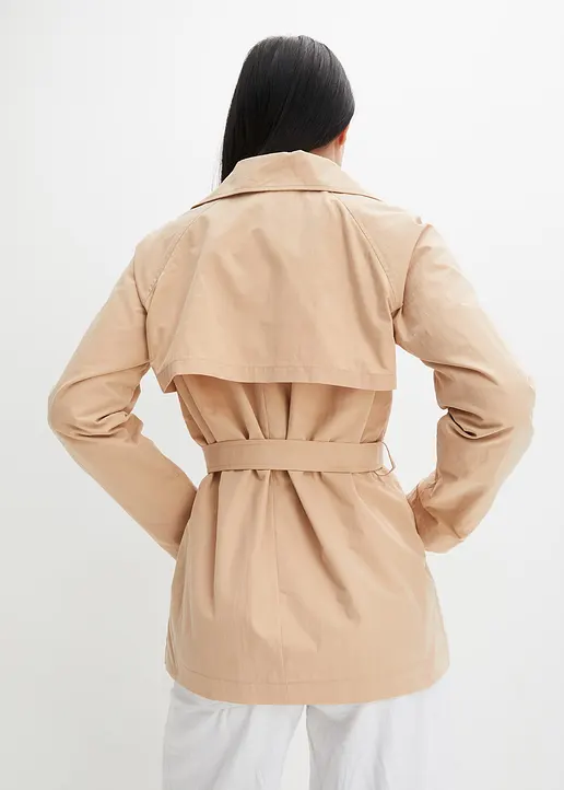 Bonprix Eleganter Kurzer Trenchcoat - Beige - Damen
