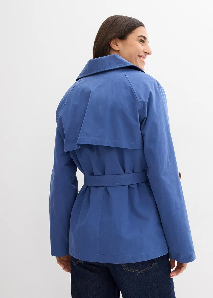 Bonprix Eleganter Kurzer Trenchcoat - Blau - Damen