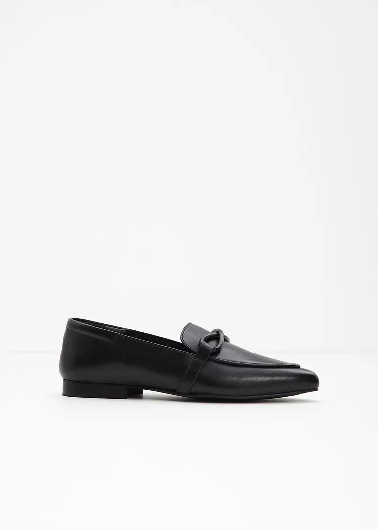 bonprix Eleganter Loafer aus Leder - schwarz - Damen