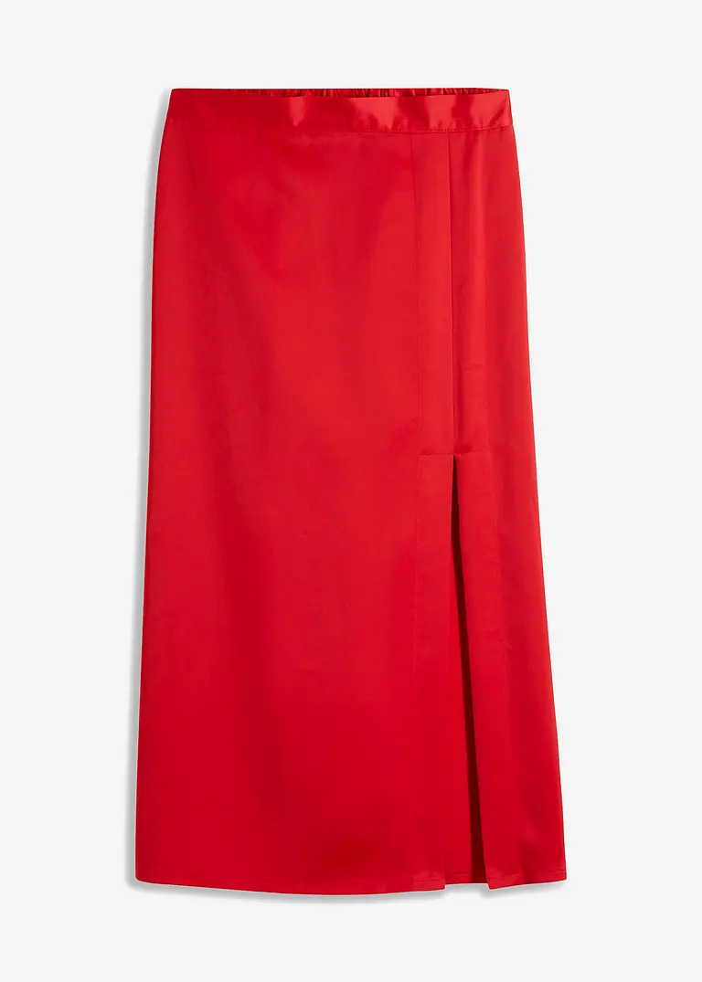 bonprix Eleganter Midirock aus Satin - rot - Damen