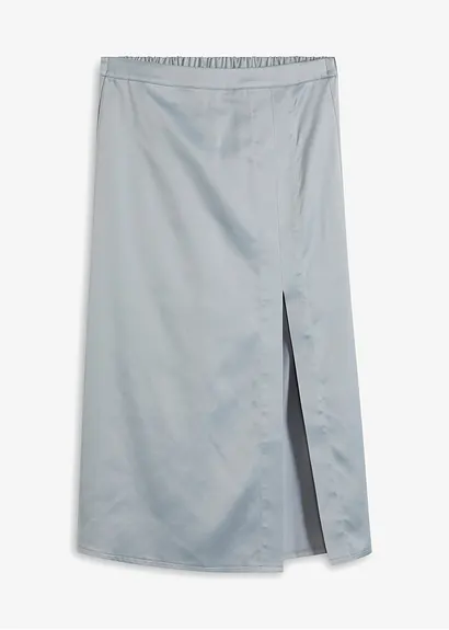 bonprix Eleganter Satin Midirock - grau - Damen