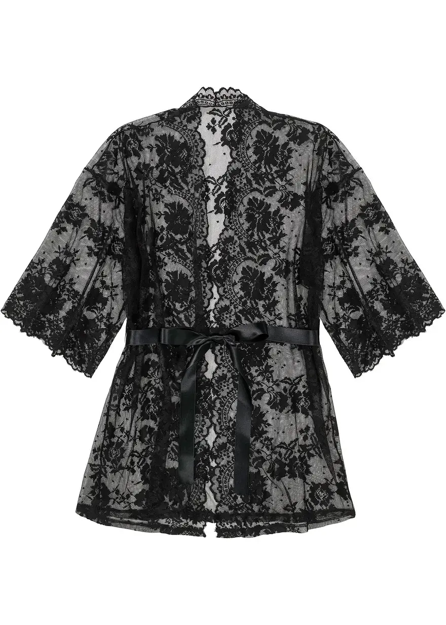 bonprix Eleganter Spitzenkimono - schwarz - Damen