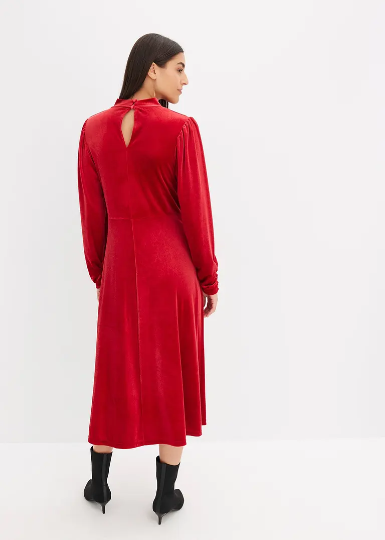 Bonprix Elegantes Samtkleid - Rot - Damen