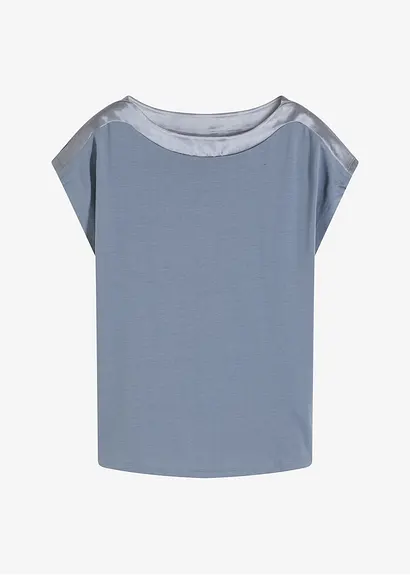 bonprix elegantes Shirt mit Satinpasse - blau - Damen