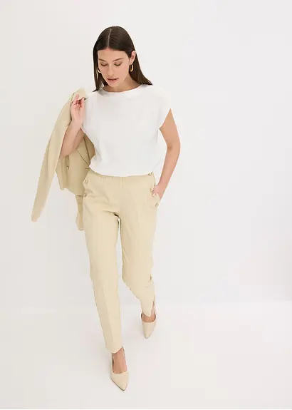 Bonprix Elegantes Shirt Mit Satinpasse - Weiß - Damen