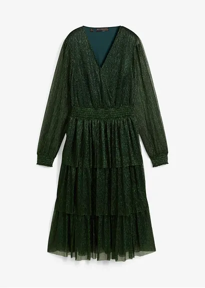bonprix elegantes Shirtkleid mit Lurex - grün - Damen