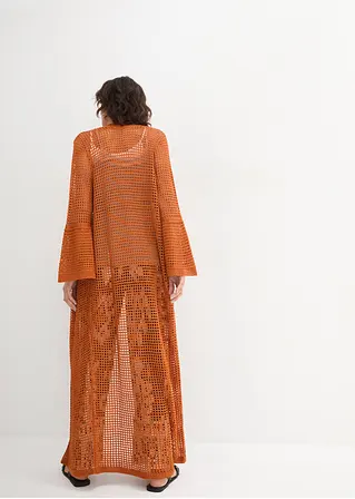 Bonprix Extravagante Longstrickjacke - Orange - Damen