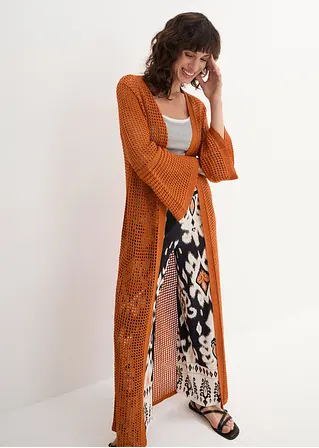 Bonprix Extravagante Longstrickjacke - Orange - Damen
