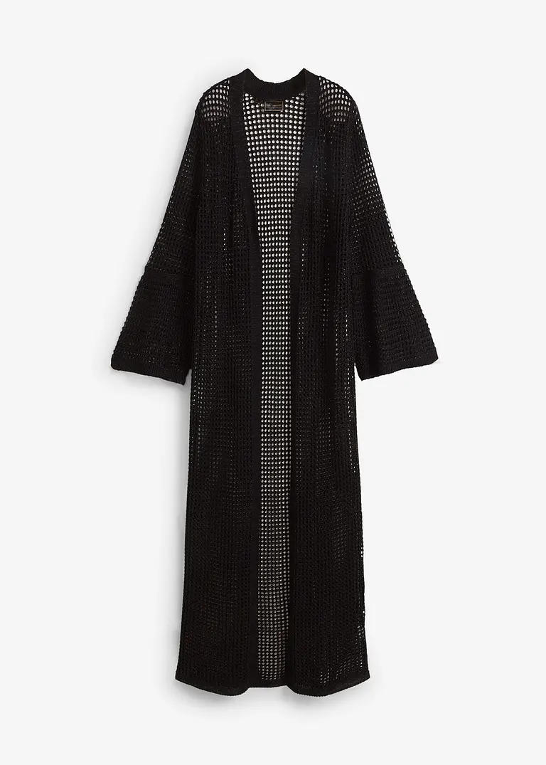 bonprix extravagante Longstrickjacke - schwarz - Damen